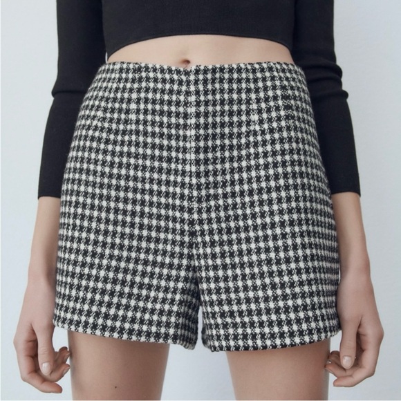 Zara Tweed Houndstooth Shorts - Picture 3 of 7
